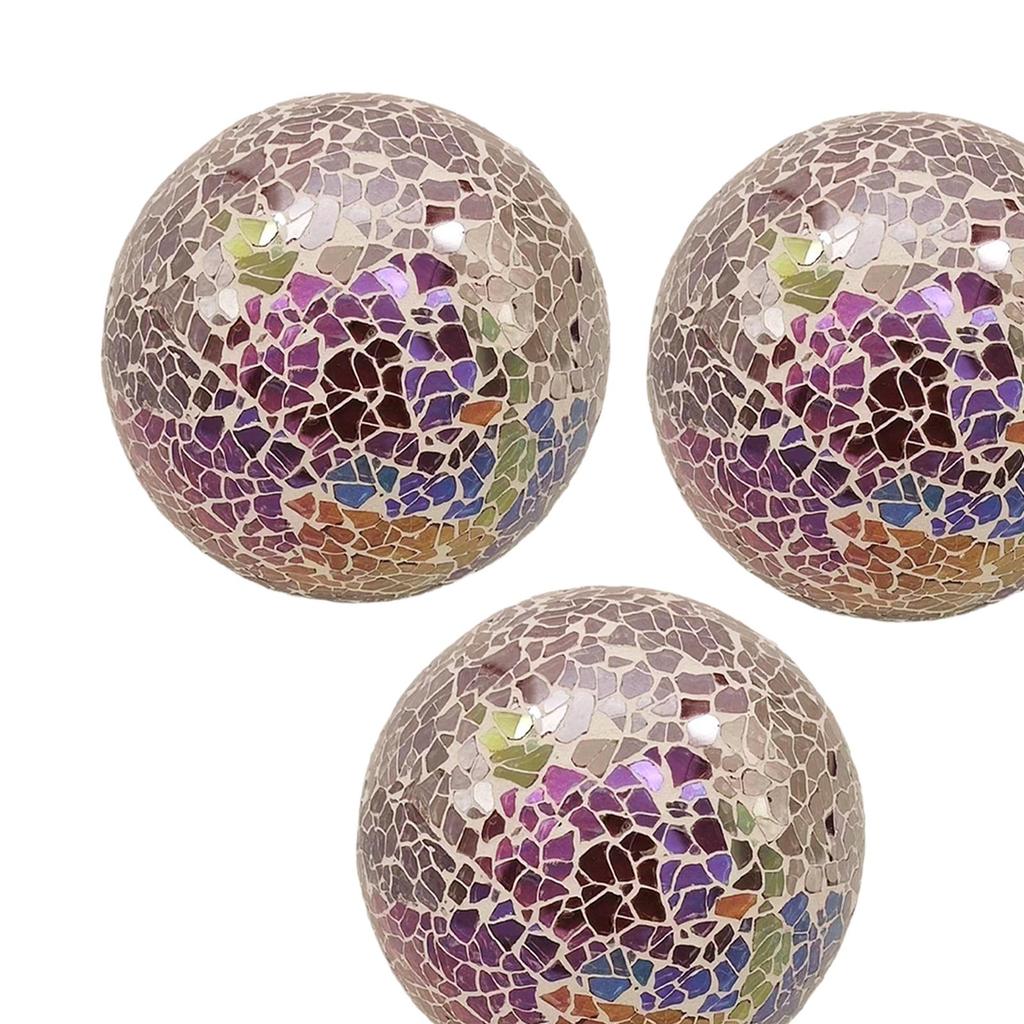 3x Mosaic Sphere Balls Diameter 8 cm Statue Sculpture Desktop Ornament for Bowls Coffee Table Living Room Fireplace Bedroom