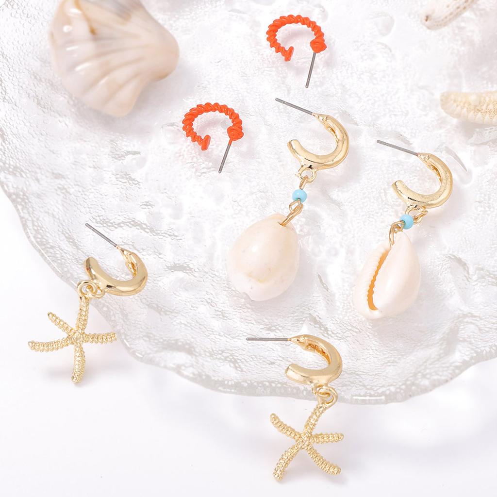Fresh and Fashionable Summer Marine Life Earrings Set Casual Daily Simple Versatile Women's Earrings