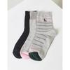 HISS5E300G3_Women's Grey Puppy Embroidery Cotton Blend Mid-calf Socks 3-Piece Set