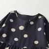 2025 Spring and Summer New Printed Polka Dot Cotton and Linen Dress Women's Loose and Thin Round Neck Short-sleeved Casual Long Dress
