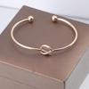 Minimalist Heart Knot Twisted Line Open Cuff Bracelet for Women