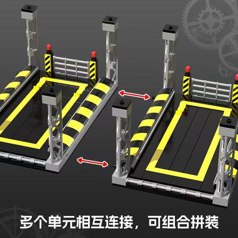 City Speed Sports Cars Garage Building Blocks MOCSupercar Racing Garage Display Stand Building Blocks Bricks Model Toys For Kids