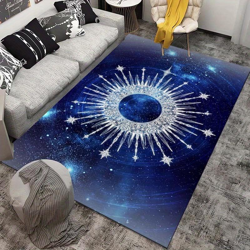 Galactic Sun Rug: Starry Night Sky Design for Futuristic Living Rooms - Modern and Space-Themed Decor Skid resistant carpet