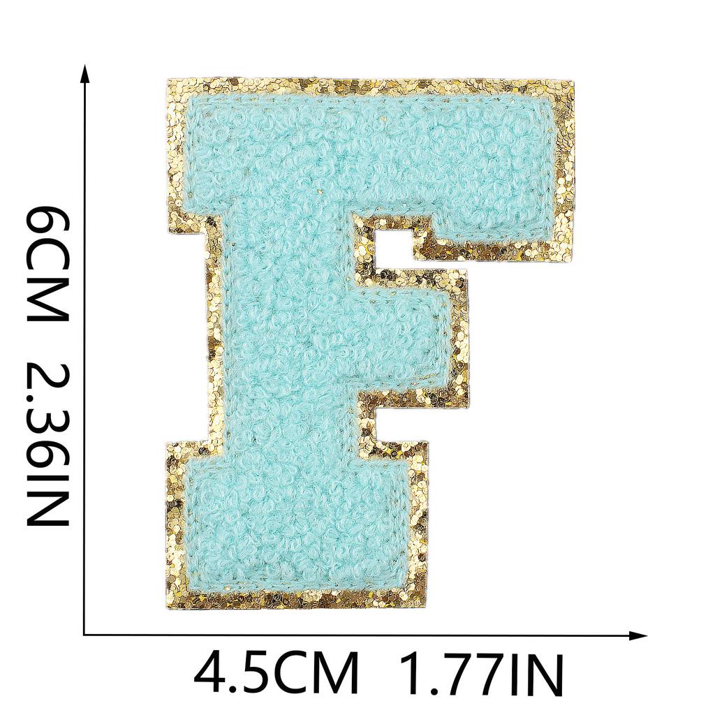 6Cm Towel Embroidery Lake Blue English Letter Embroidery Cloth Sticker Bag Decoration Patch Sticker Ironing Number Sticker
