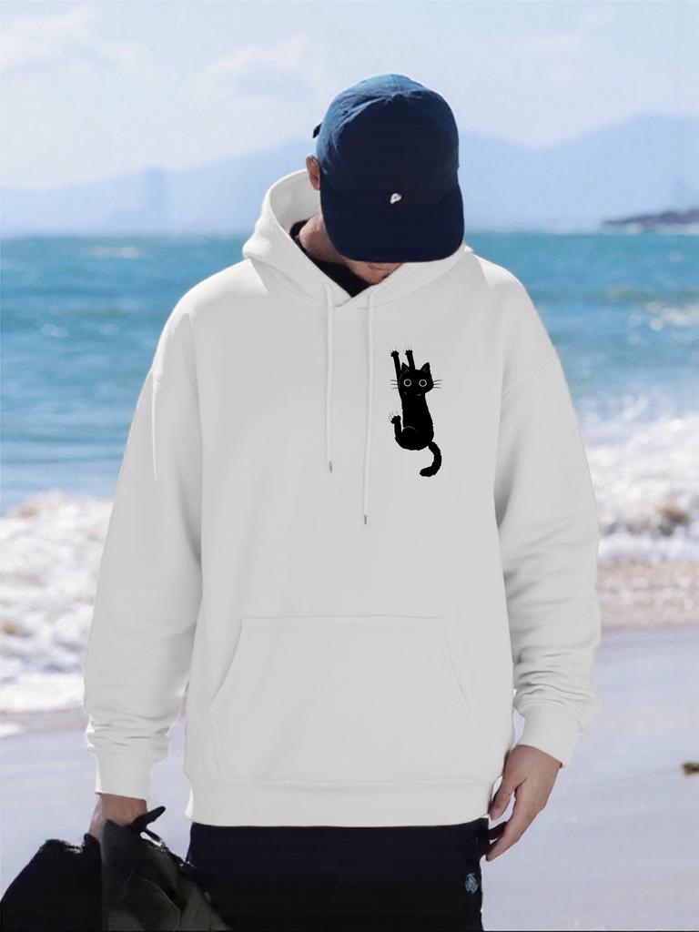 The Climbing Cat Printed Men Hoody All-Match Oversized Sportswears Unisex Fashion Hip Hop Hoodies Autumn Fleece Male Clothes