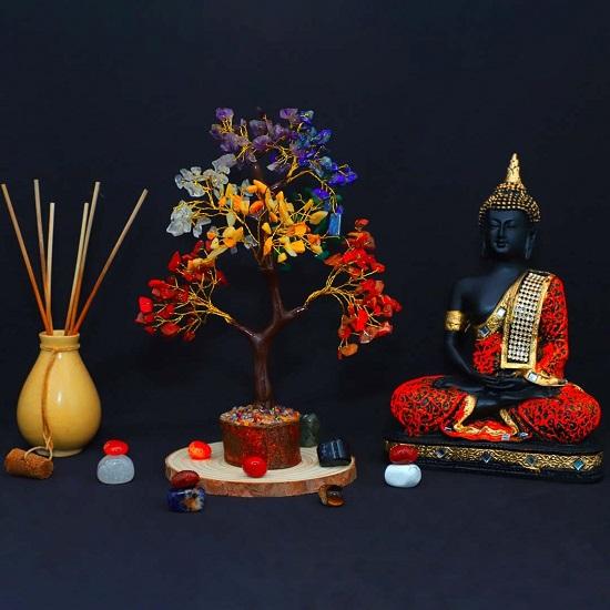 Sieben Chakra-Kristallbaum, handgefertigt, Wohndekor-Artikel, Kristallbaum, Wohndekor, Vastu-Geschenkartikel für Zuhause, Dekorationsartikel, Heilkristalle, Baumgeschenke