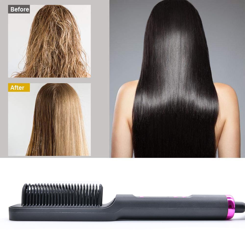 Multifunctional Hair Straightener Comb Anti-Scald Hair Straightening Brush Ceramic Electric Hot Comb with LCD 31 Levels Adjusted