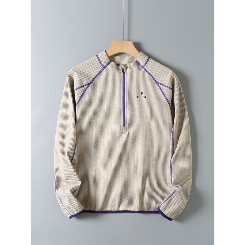 Original Factory Surplus Outdoor Mountain-Style Couple's Half-Zip Design Color-Blocked Contrast Stitching Sports Long-Sleeve Base Layer T-Shirt