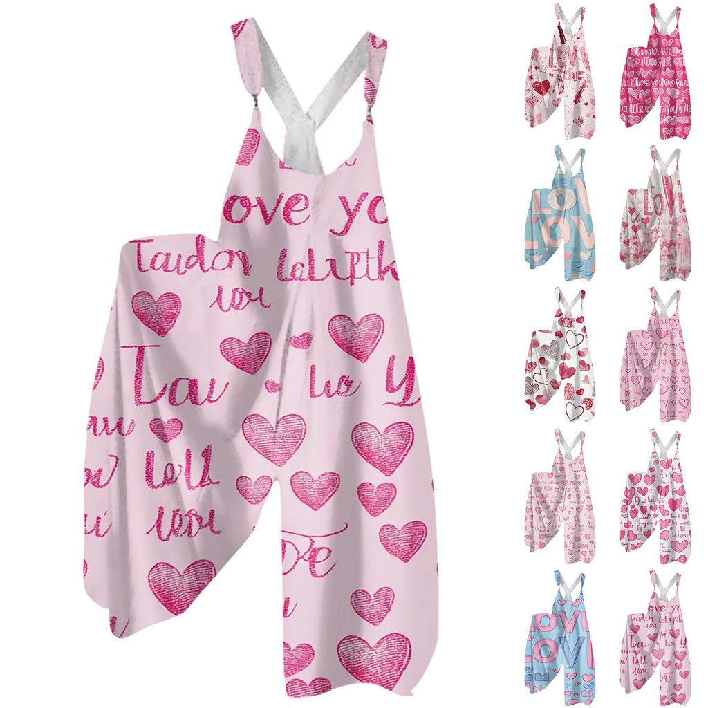 Moda Damska ul. Patrick Print Casual Luźny Kombinezon z Szerokimi Nogawkami