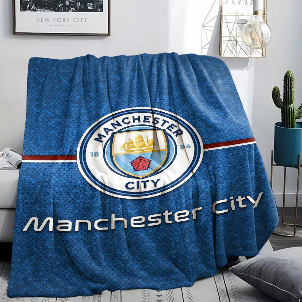 Man City Printed Flannel Blanket, soft throw for bedroom sofa, washable, fan merchandise, great gift.