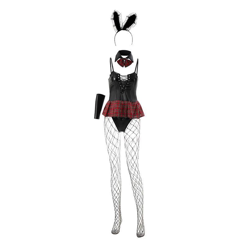 Sex Underwear Pure Desire Seduction Sex Uniform Desire Bunny Patent Leather Plaid Suit