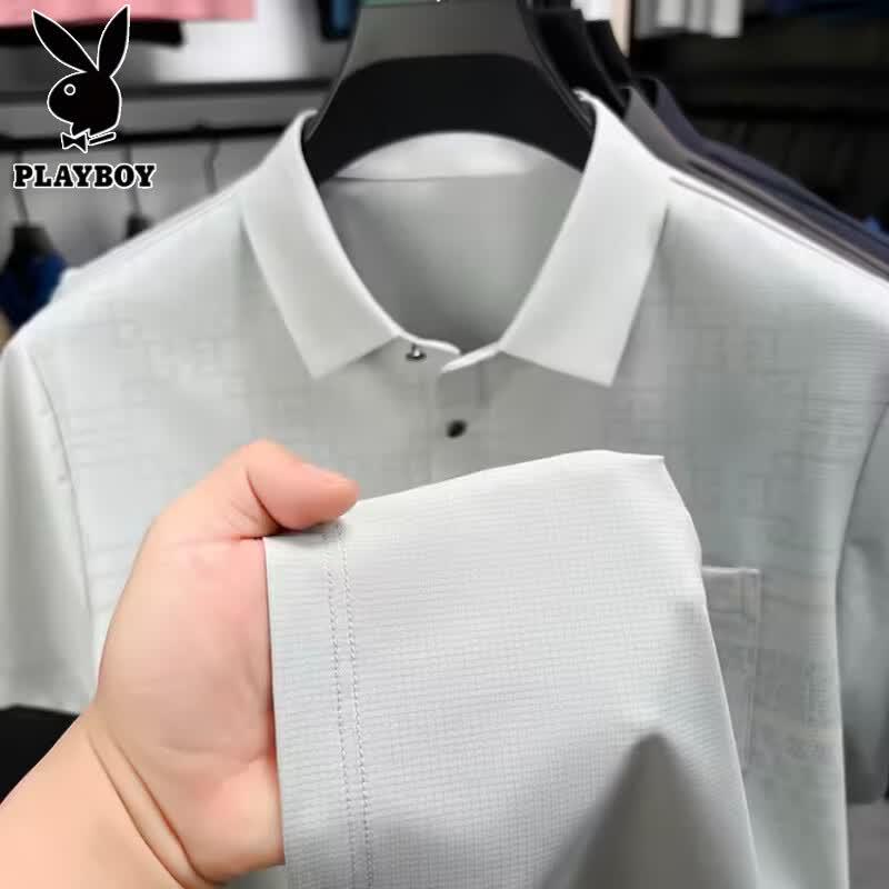 PLAYBOY Men's 7A Antibacterial Pocket Polo Shirt