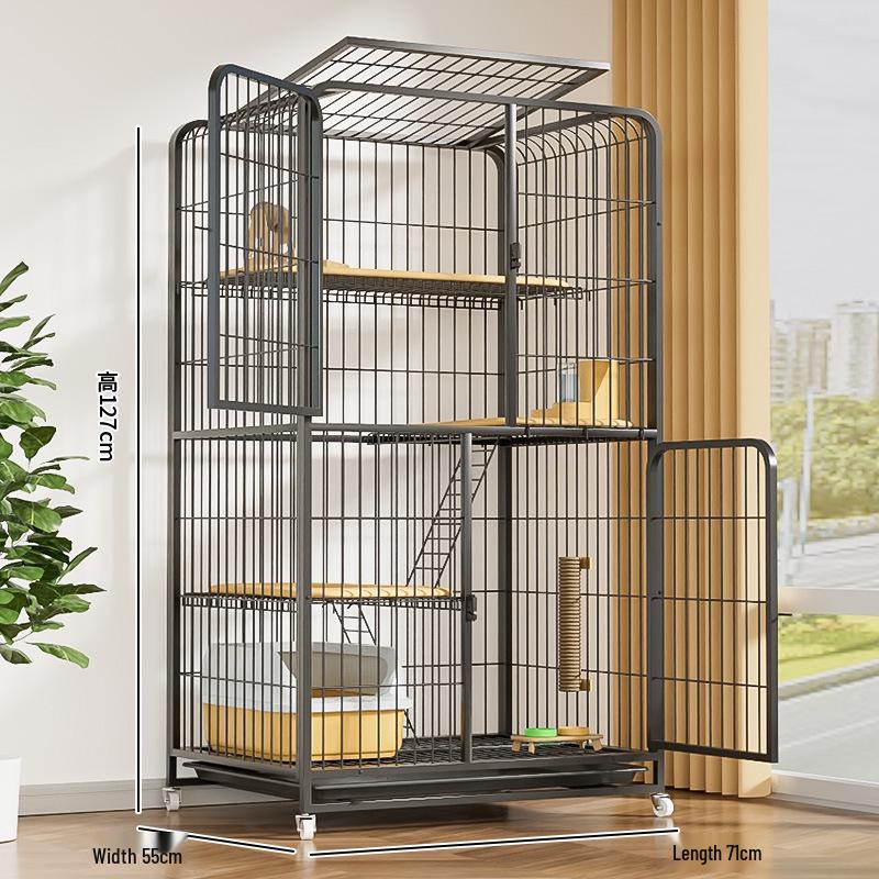 Luxury Three-Story Cat Villa with Spacious Climbing Frame and Bed