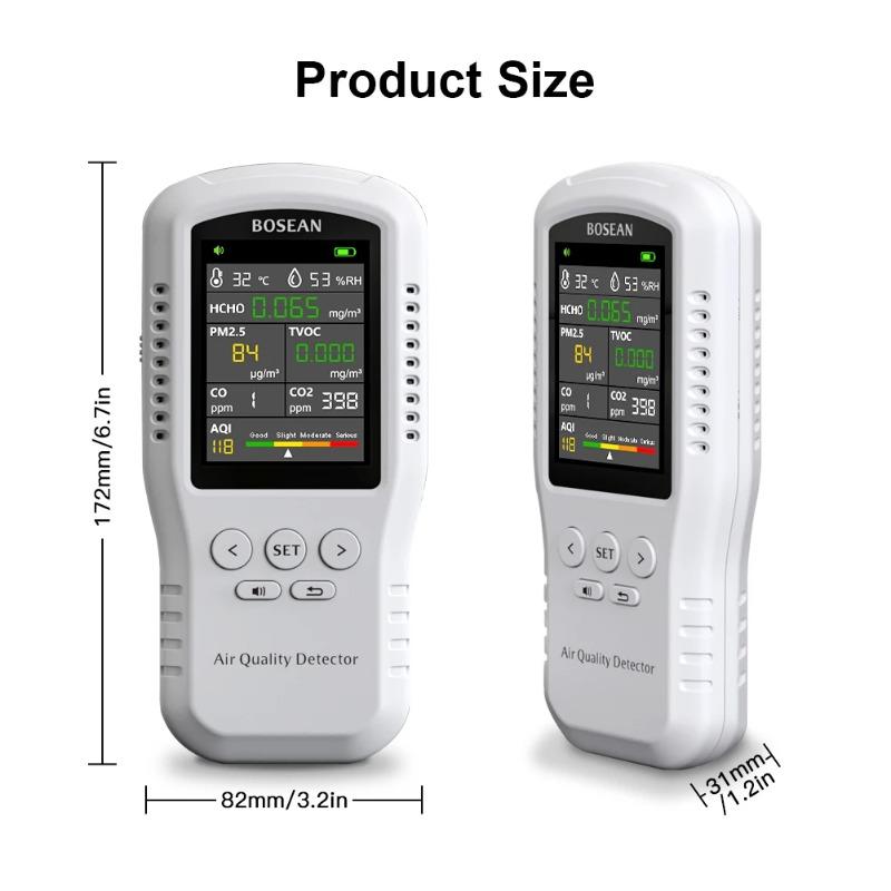Air Quality Monitor CO2 CO PM2.5 HCHO TVOC Temperature Humidity Monitor Home Air Quality Detector with Real Sensors