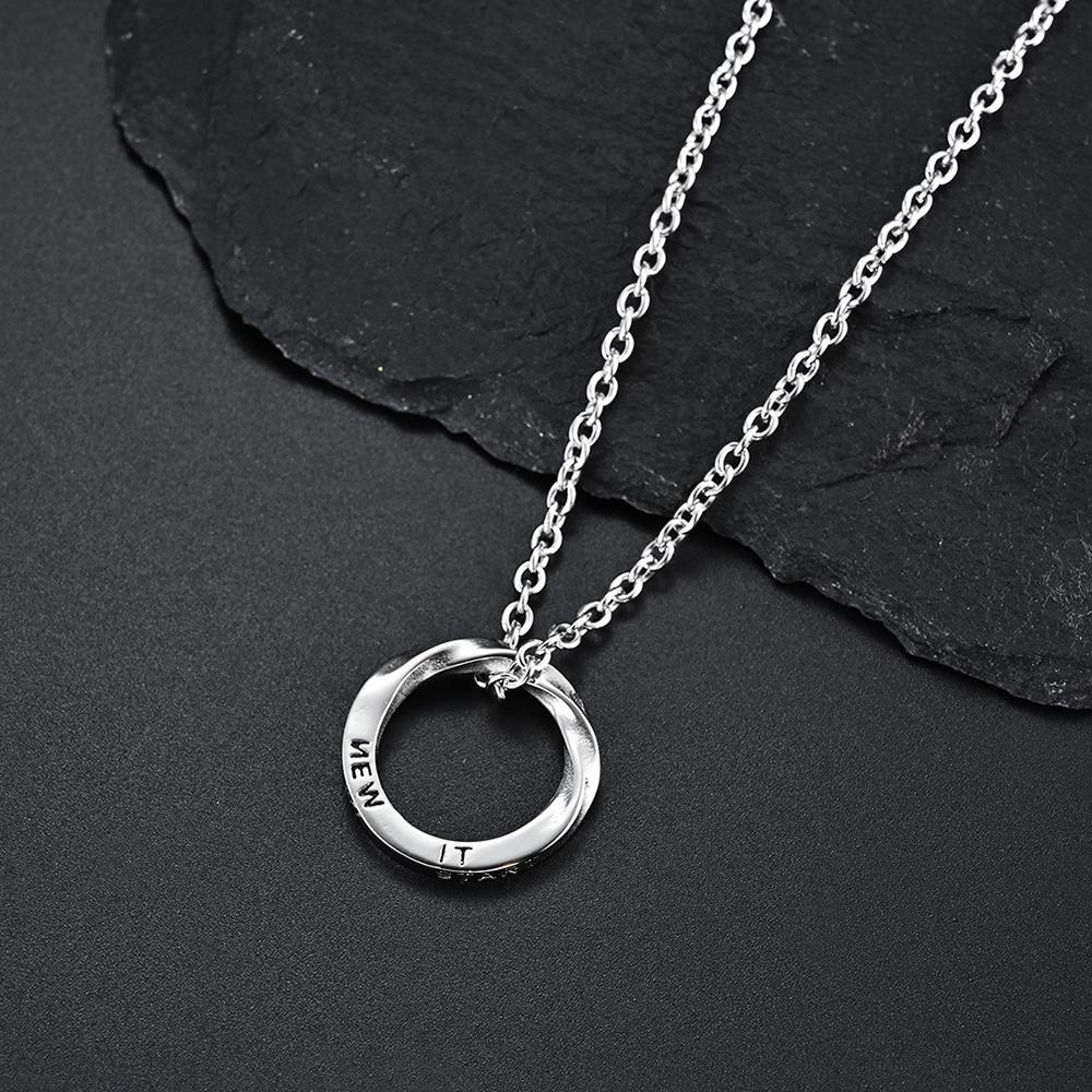 Mobius Necklace Women Men Vintage Simple Copper Color Hollow Circle Pendant Stainless Steel Chain Hip Hop Punk Jewelry Male Gift