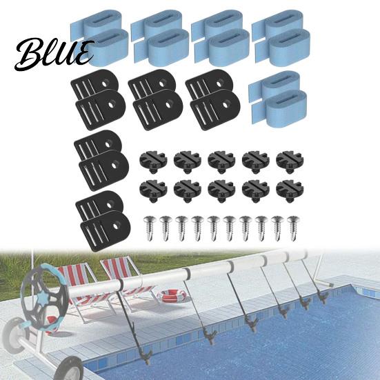 Heavy Duty Solar Reel Hardware Cover Attachment Kit Pool Strap And Clip Adjustable Fasteners Tube Fastening Kit for Inground Swimming Maintenance