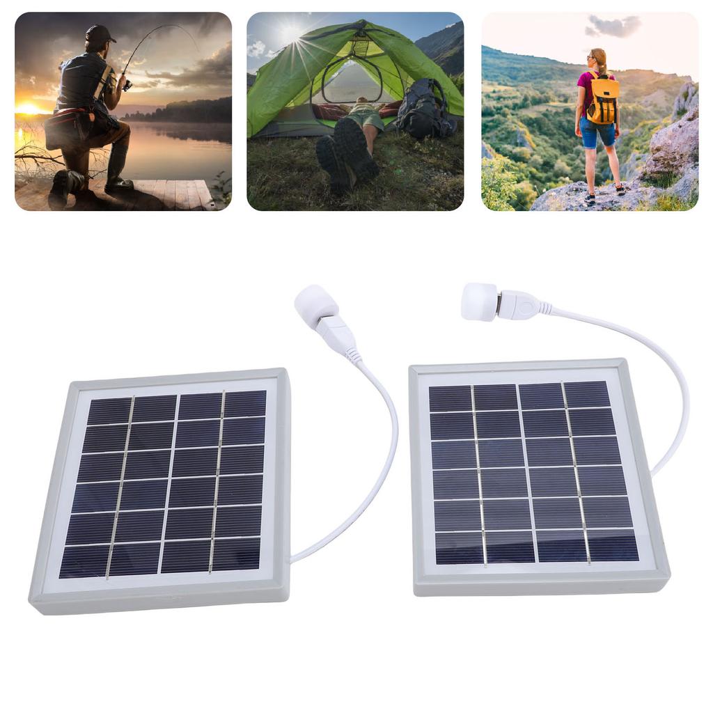 2pcs Monocrystalline Solar Panel USB Solar Panel r 5W Portable Light Bulb for Camping Hiking Tent Outdoor