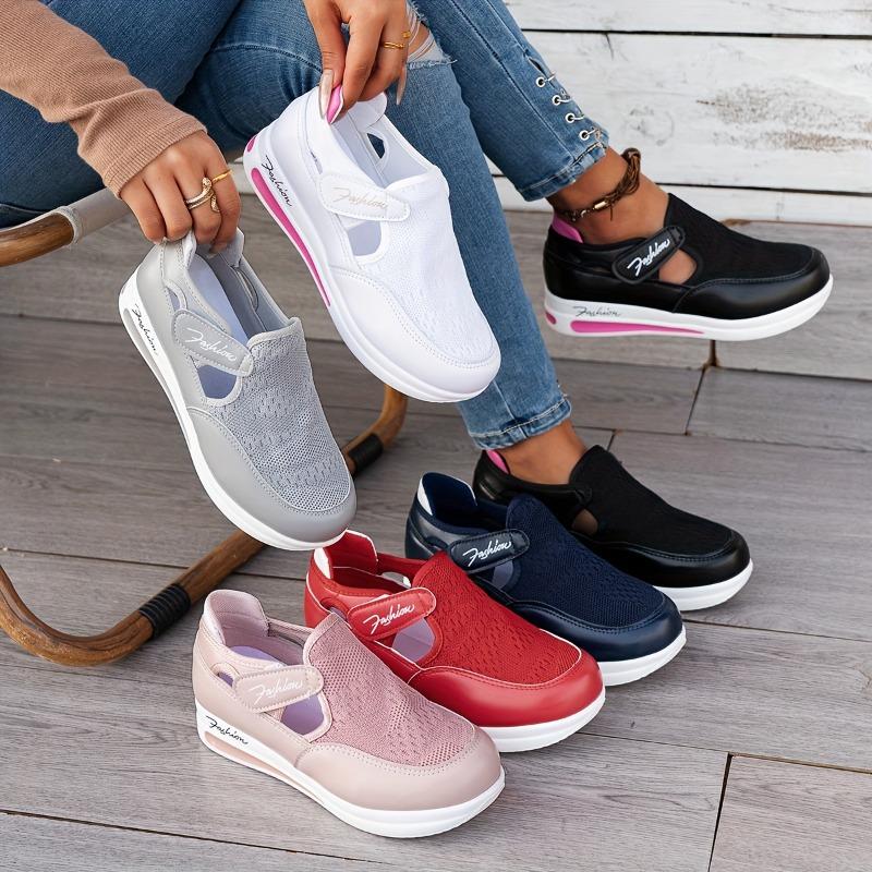 [Breathable Women's Sneakers] Comfortable & Breathable Women's Knit Low-Top Casual Sneakers | Slip-On Flat Shoes with Closure
