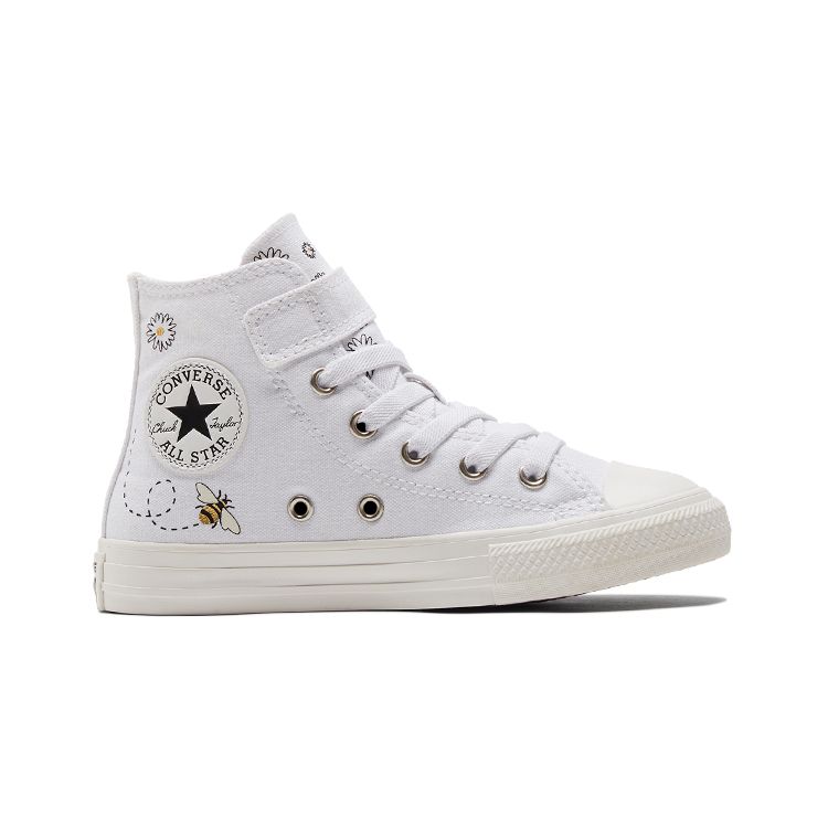 Converse Chuck Taylor All Star 1V Kids High Top Canvas Shoes White Black A01619C