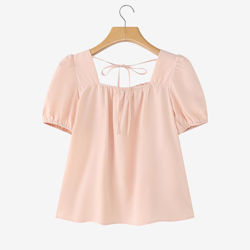 ZANZEA Women Square Collar Summer Casual Short Sleeve Blouse
