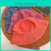Retro Washed Denim Fisherman Hat Stylish Distressed Wide Brim Pure Color Breathable Thin Summer Hat