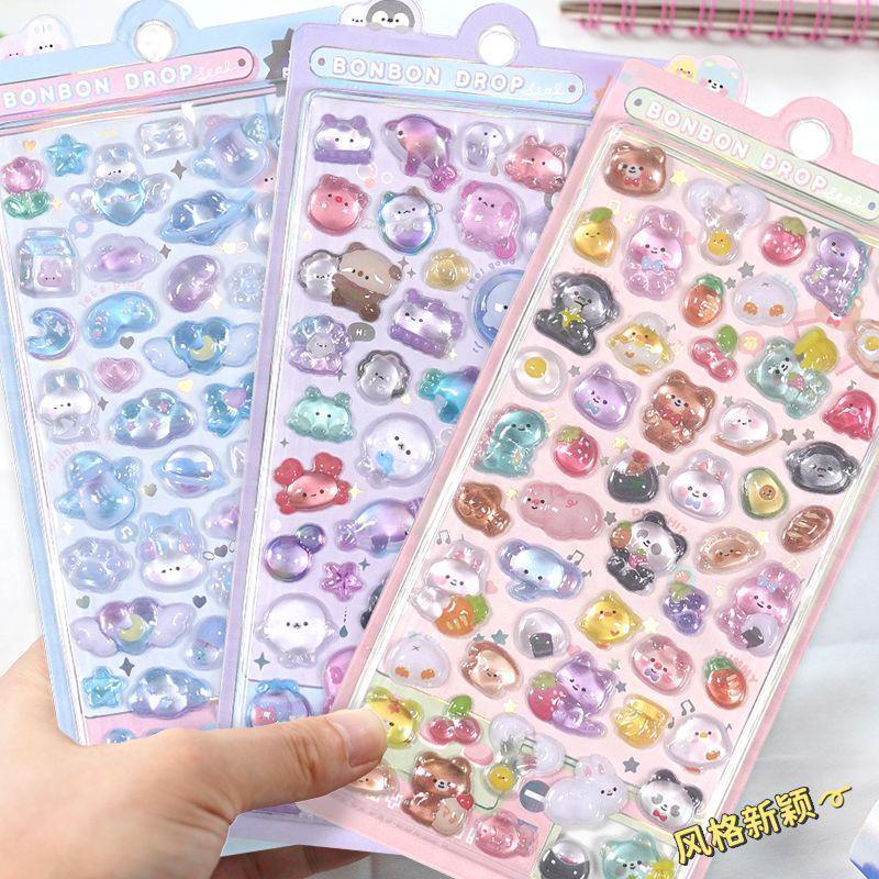 3D Crystal Diamond Cartoon Stickers for Kids - Cute, Decorative & Embossed for Girls