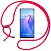 Protective Case - OPPO - Reno 8 5G - Transparent - Red Lanyard - Shockproof TPU