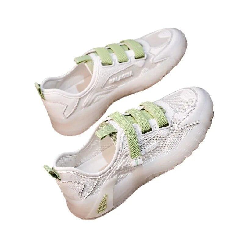 Chaussures de sport d'été pour femmes, respirantes, décontractées, plates, blanches, pour étudiantes, chaussures de course à section fine, baskets confortables et antidérapantes