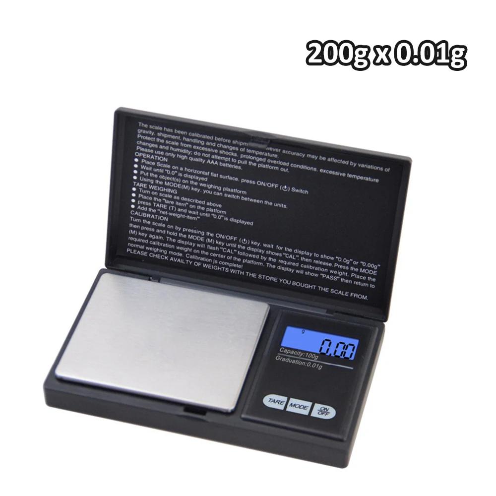Digitale Mini-Taschenwaage für Gold, Sterlingsilber und Schmuck – Präzisionswaage 200/500 g/1000 g x 0,01 g/0,1 g