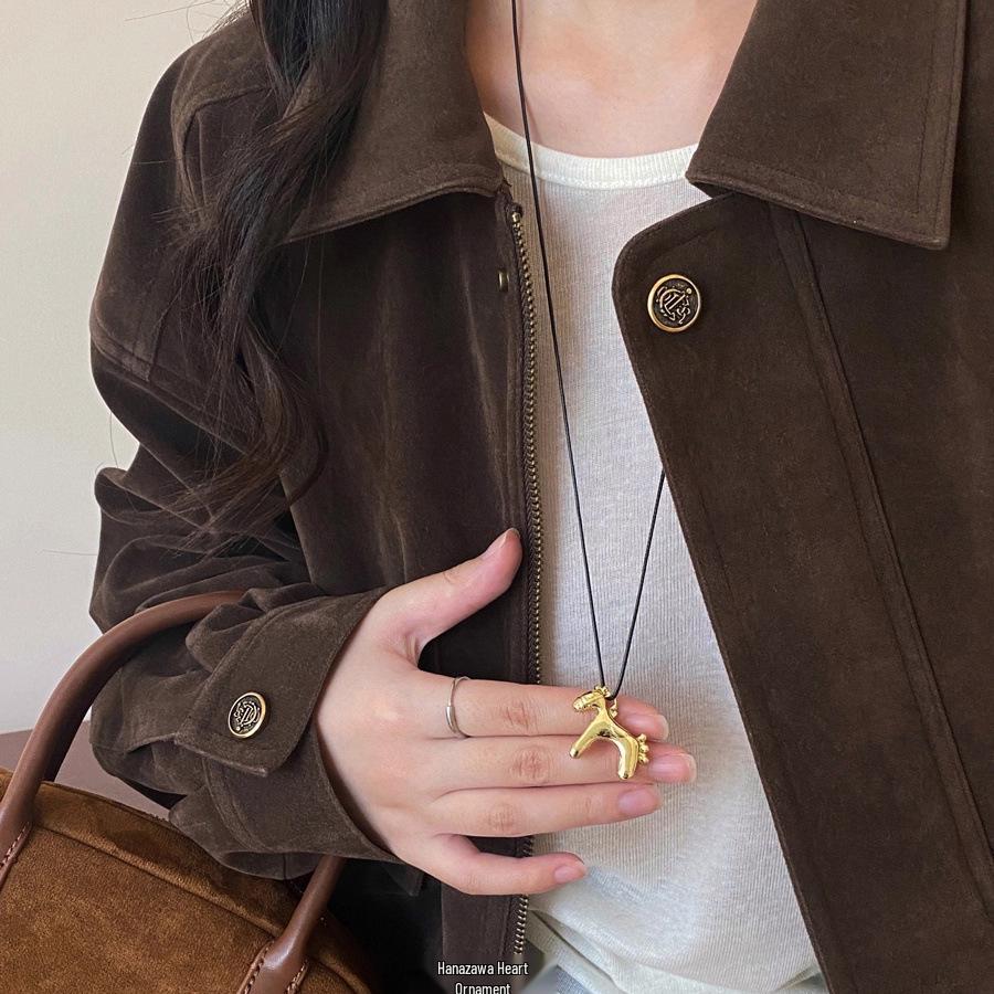 2025 Retro Red Drip Glaze Pony Pendant Necklace: Elegant Women's Long Sweater Chain Accessory