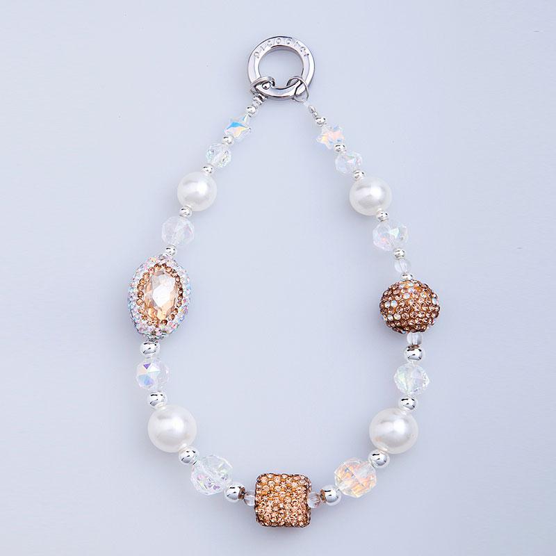 PICOCICI Mobile Phone Charm Strap Rhinestones Pearls Beads Phone Wrist Strap Lanyard