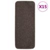 Non Slip Stair Mats 15 pcs 60 x 25 cm Brown Rectangular