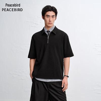 Peacebird Men's Loose Fit Short Sleeve Polo Shirt BACOG222D