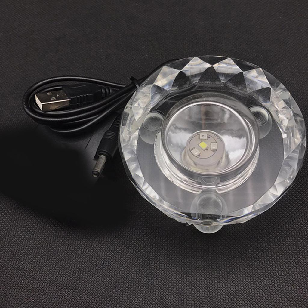 Multicolor LED Illuminated Base With USB Power for Crystals Display and Artwork Showcase Sturdy Plastic Designs