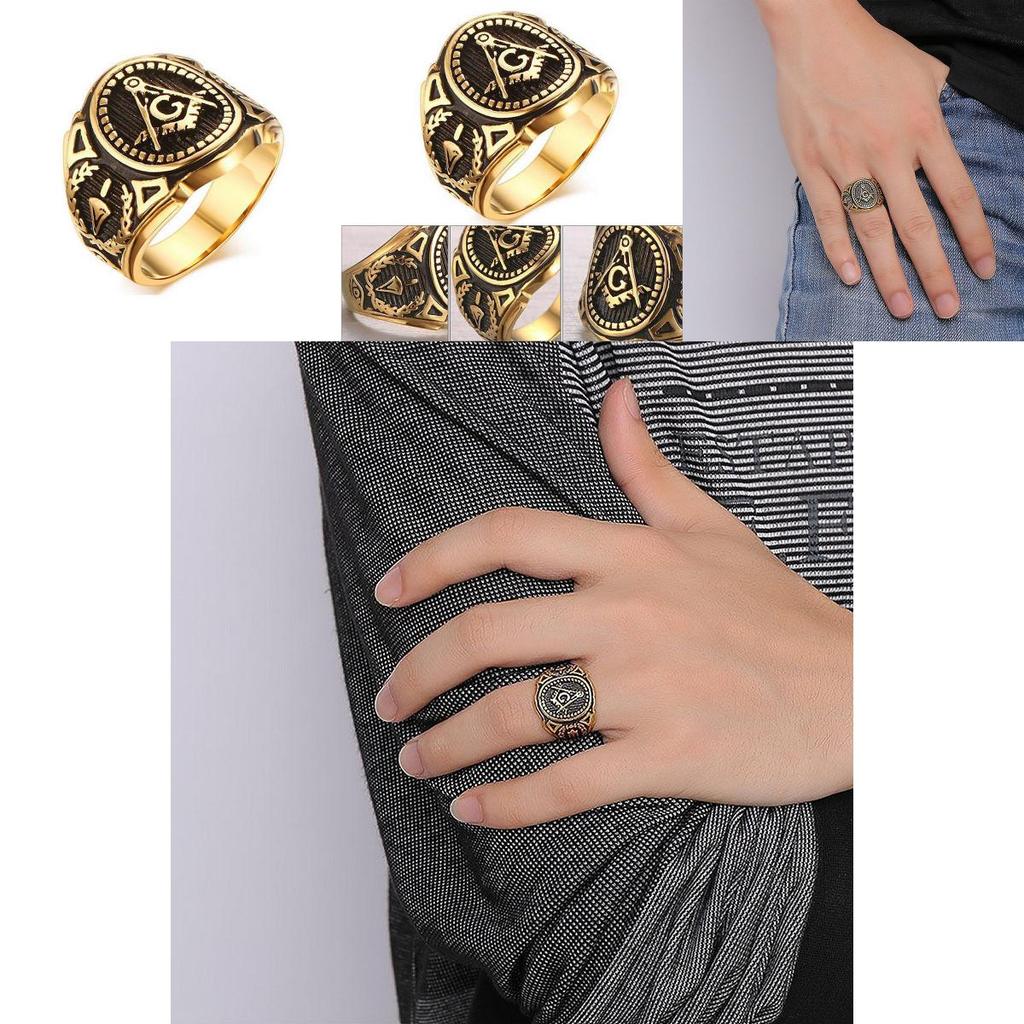 Anello da Uomo Color Oro con Lettera Moda Elegante Semplice Stile Trendy per Uso Quotidiano da Uomo