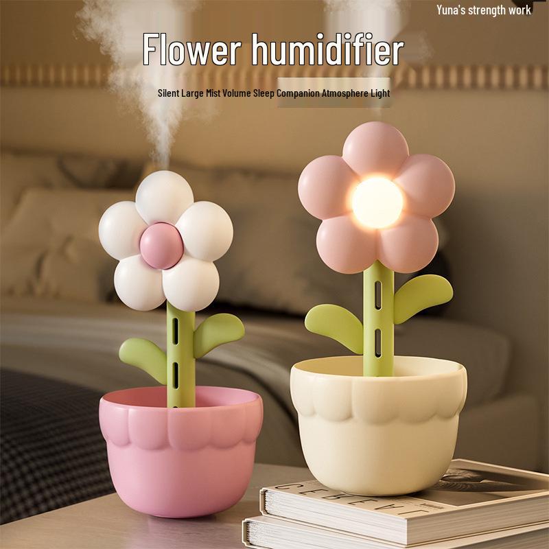 Blumen-Luftbefeuchter mit großem Fassungsvermögen und Nachtlicht - Ideal für Zuhause, Büro und Schlafzimmerdekoration