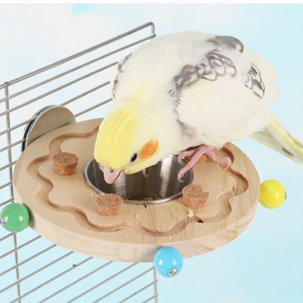 Wooden Parrot Puzzle Toys Bite Resistant Wear-Resistant Bird Chewing Toys Durable Block Cork Bird Perch Stand Bird Activity