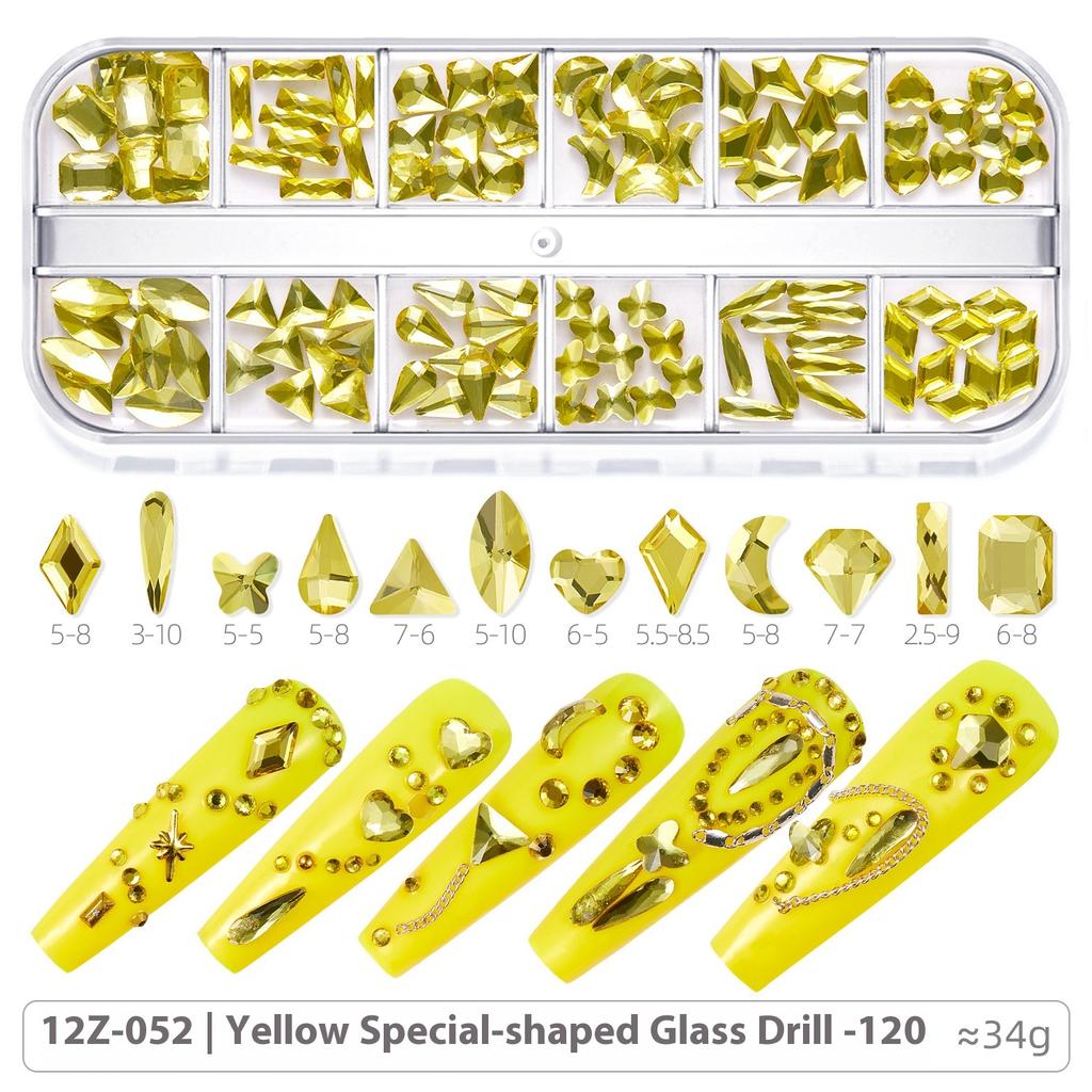 Broca para Nail Art 12 Compartimentos Strass Fundo Plano Broca Formato Especial Unha Vidro AB Aurora Transparente Broca Unha Conjunto de Joias para Nail Art