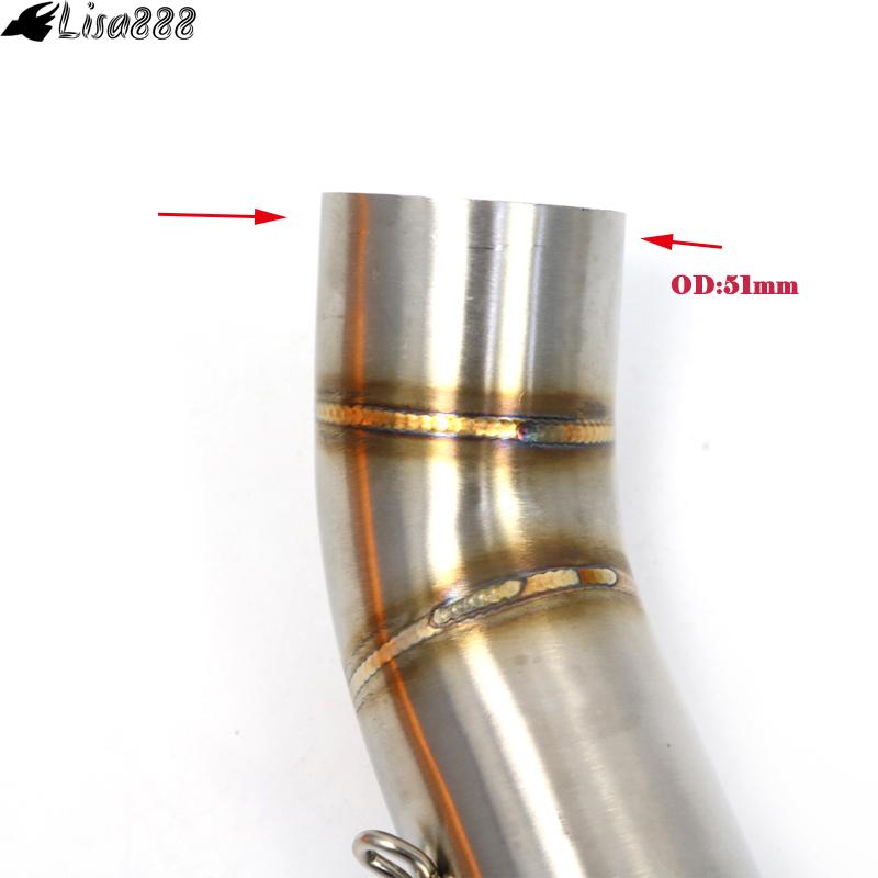 51mm Motorcycle Exhaust Middle Link Pipe for Honda CBR500R CB500X CBR400R CB400X Connect Pipe 2015 2016 2017 2018 2019-2022