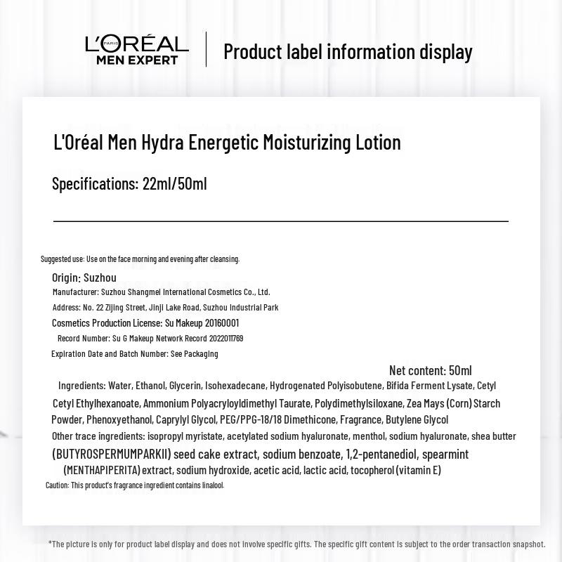 L'Oréal Men Hydra Energetic Lozione Idratante per Pelli Secche