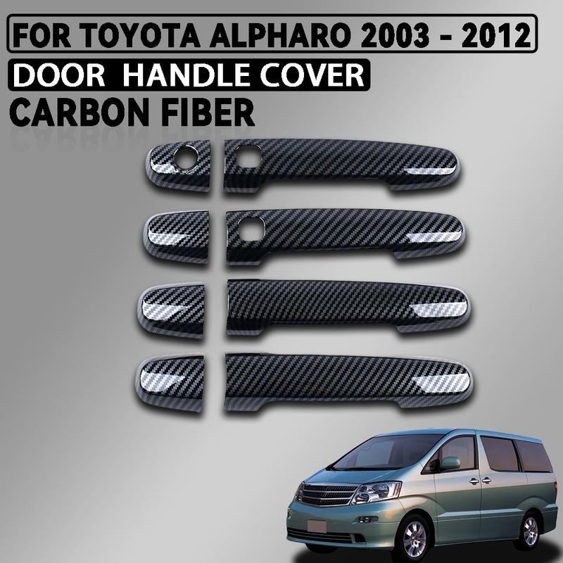 For Toyota Alphard 2003 - 2012 Abs Silver Black and Carbon Fiber Car Door Handle Cover Trim Car Accessories Exterior Decorate