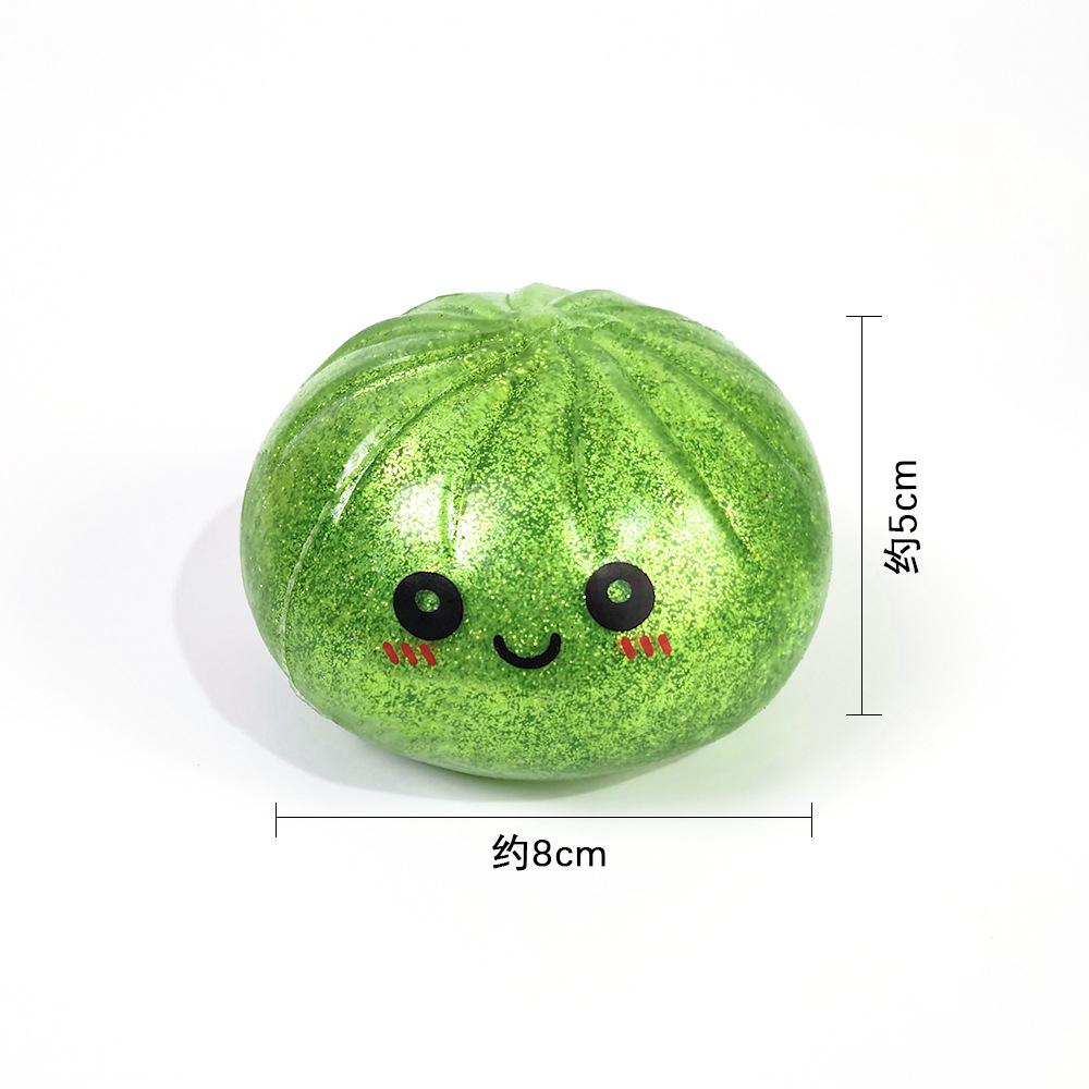 8Cm Glitter Dumpling Squishy With Bead Sensory Squeeze Toy For Stress Relief With Bamboo Steamer Funny Gift Random Color