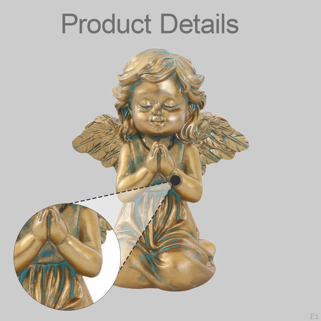 Angel Statue Gold Sturdy Multifunctional Craft Miniature Figurine Accessories for Outdoor Balcony