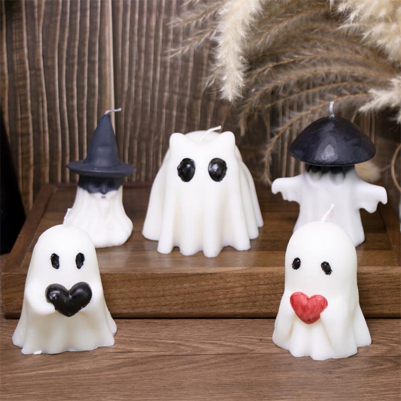 Ghost Halloween Candle Mold DIY Halloween Candle Crafts Plaster Resin Cast Mold Home Artwork Make Halloween Gifts
