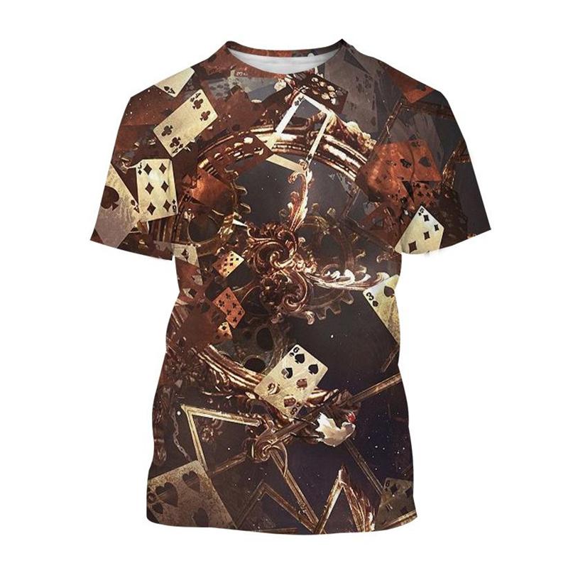 Retro 3D Tisk Kostky Poker Tričko Pro Muže Kreativní Cool Letní Krátkorukávová Trička Osobnost Streetwear Tričko Topy Oblečení