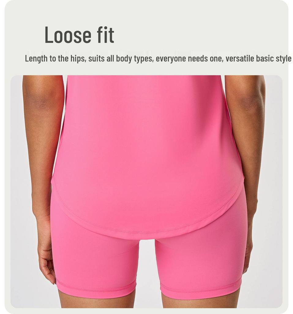 Vår/Sommar 2023 Dam Casual Lös T-shirt för Löpning och Yoga med Bar-Känsla