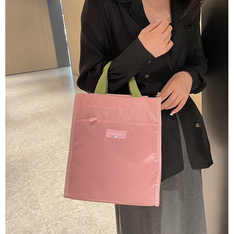 New Contrasting Color Portable Lunch Box Bag, Student Carry Bento Bag At Work, Make-up Bag, File Bag, Handbag.