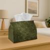 1pc Tissue Box with Green Textured Scene Decorative Storage Box for Holiday Home Decor, Kitchen, Living Room, Car- Festive Tissue Dispenser Ideal Gift