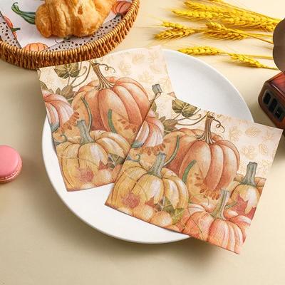 20pcs/Pac 33*33cm 2-Ply Disposable Party Napkin Thanksgiving Pattern