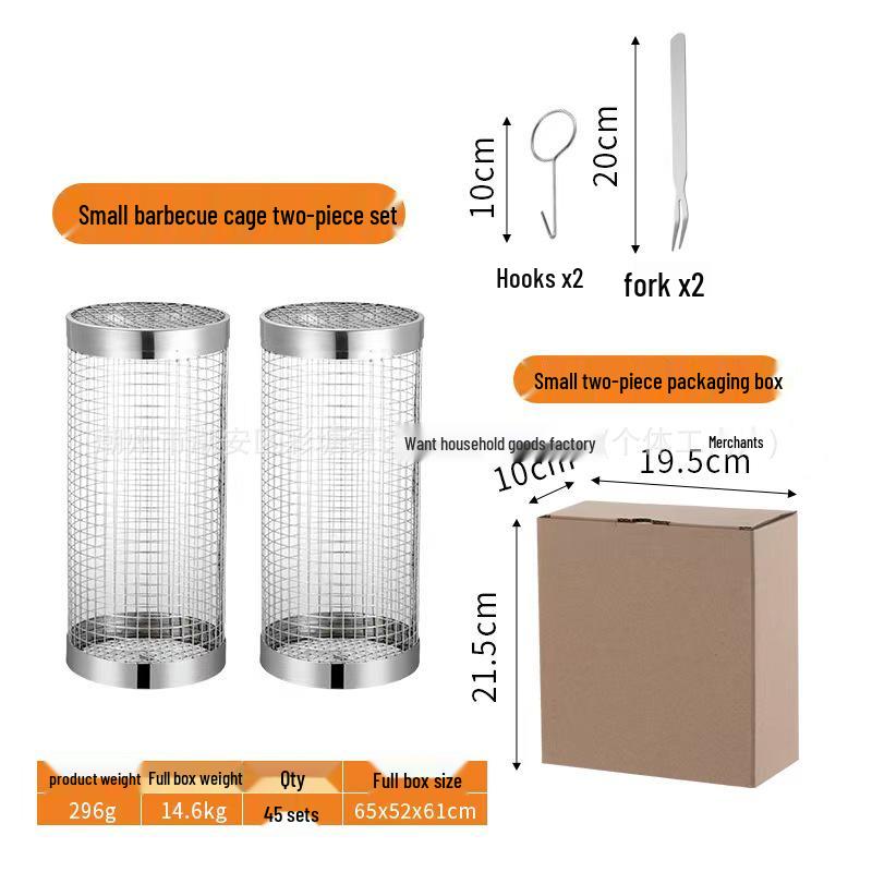 Stainless Steel Rolling BBQ Basket - Outdoor BBQ Tool